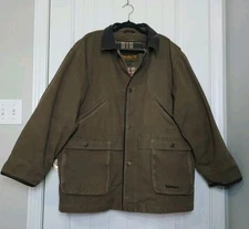 Vtg Men L Timberland 3n1 Green Canvas Field Coat Chore Jacket Rugged Flannel Lin