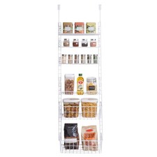 SMART DESIGN OVER THE DOOR ADJUSTABLE PANTRY ORGANIZER RACK METAL - WHITE