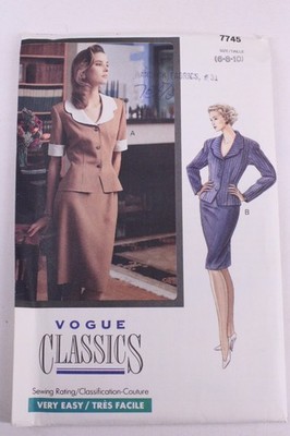Vogue Patterns 7745 all sz (6-8-10) Women Skirt Suit Separates Classic Career 