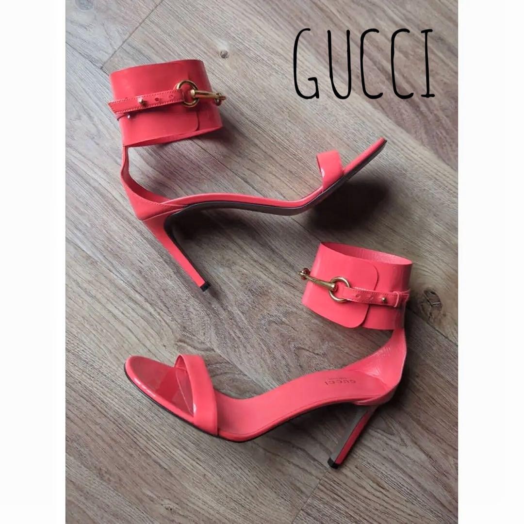 APL GUCCI Sandali Mules in pelle di cavallo tacco rosa EU 35 US 5 90649c