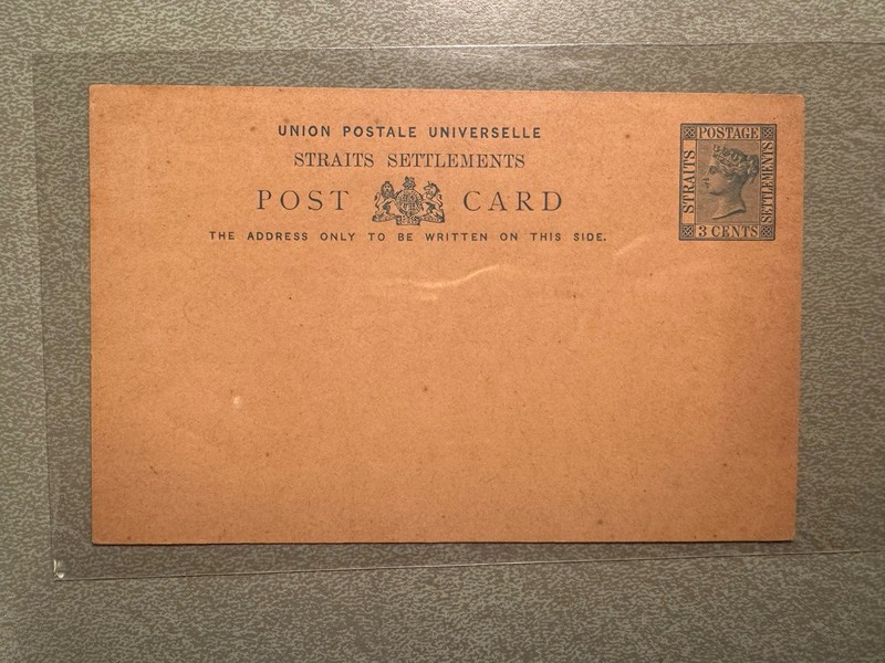 Malaya 1879 UPU Straits Settlements QV PostCard