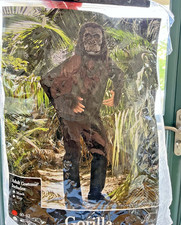 Gorilla Halloween Costume Adult Size 40-22 Full Mask, Glove Hands, Top