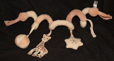 Plush Spiral Vulli Sophie the Giraffe Toy for Stroller or Carseat Rattle Squeak