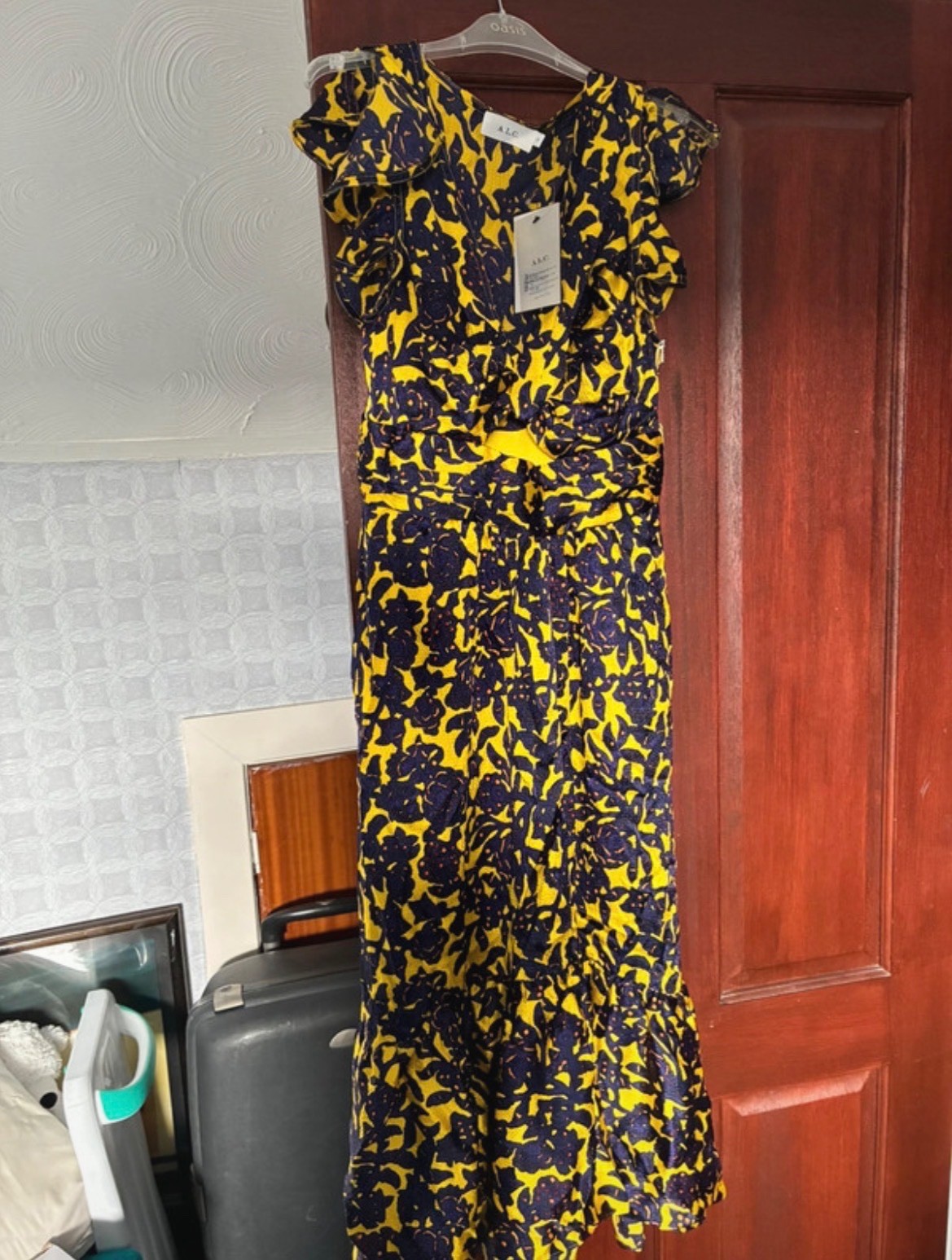 ALC Valencia Yellow and Blue silky dress, BNWT Size 10