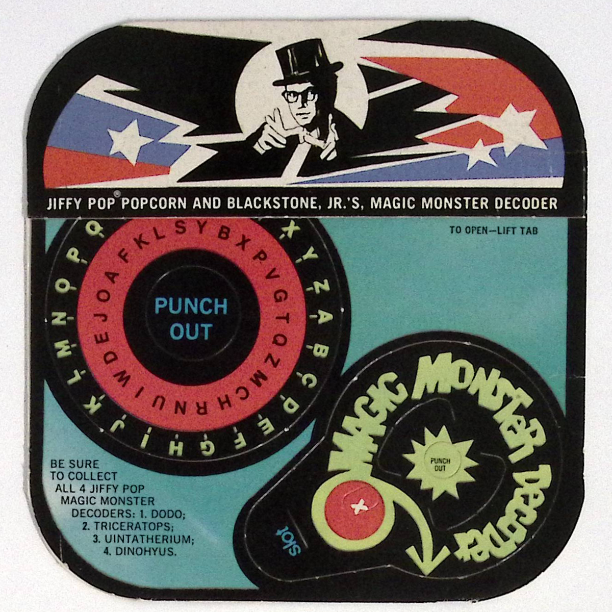 1970s Jiffy Pop Popcorn & Blackstone Jr.'s Magic Monster Decoder