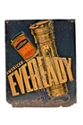 Vintage American Eveready Tin Advertising Sign Flashlight Battery USA 10x8 inche