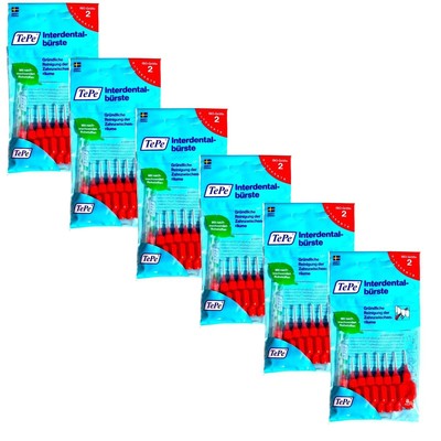 6x  TePe Original  Interdentalbürsten - 0,5 mm rot - 6x 8 Stück