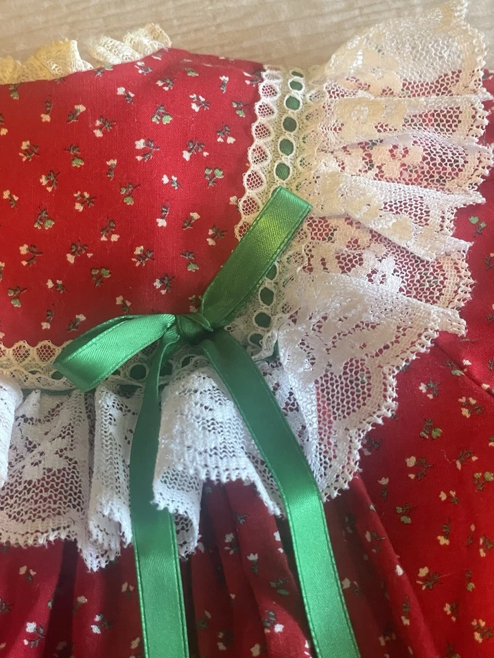Vestido de fiesta de Navidad rojo con volantes de encaje Puff T2 de los años 80 vintage para niñas Foto 4 de 4