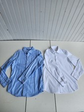 Lot Of 2 Oxford Shirts Button Down Long Sleeve Boys Cat Jack White Blue M (10)