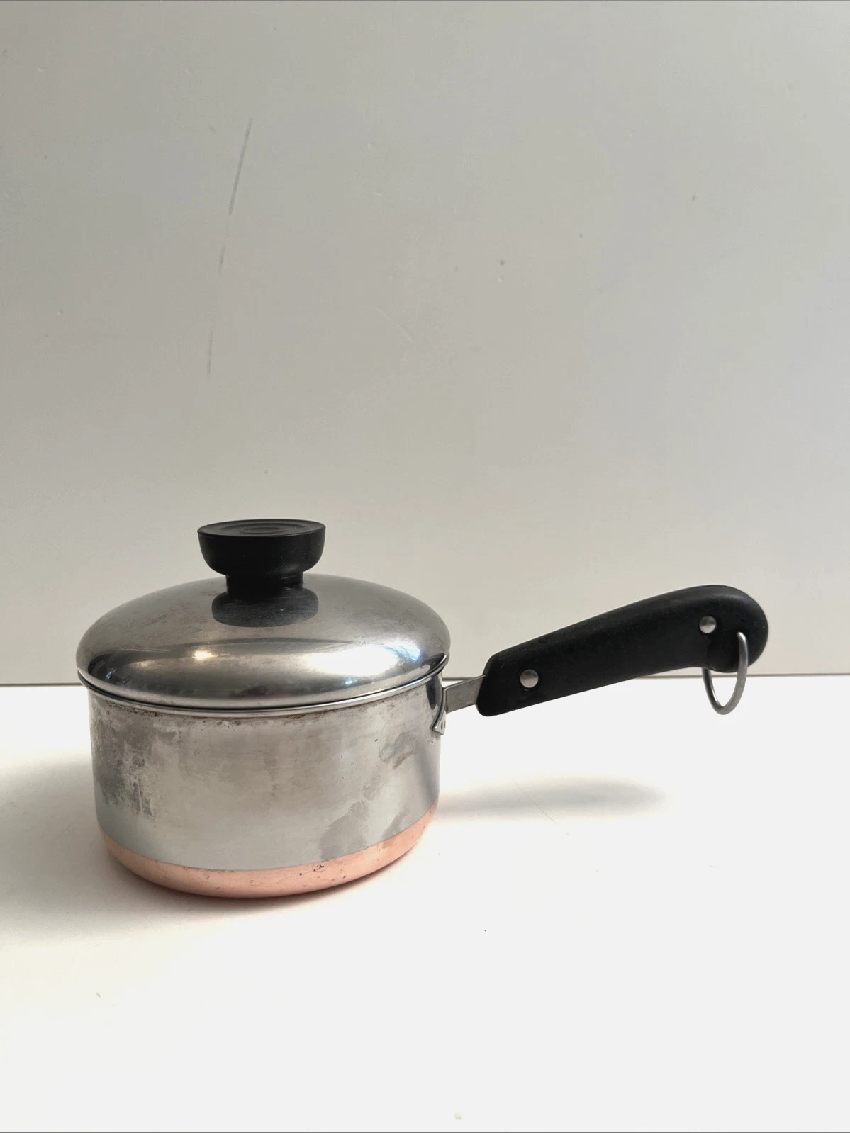 Vtg 1801 Revere Ware 3/4 qt Sauce Pan Pot w/Lid Copper Bottom Clinton, USA
