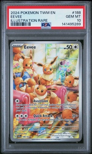 2024 POKEMON TWM EN-TWILIGHT MASQUERADE ILLUSTRATION RARE #188 EEVEE PSA 10