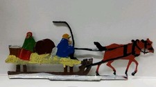Vintage Heinrichsen German Flat Lead Figure Sleigh Ride Made In Germany