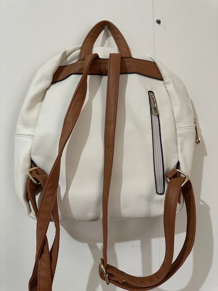 Montana West Beige Faux Leather Anti Theft Mini Backpack Purse - Image 3 of 4