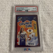 2025 PANINI DONRUSS WNBA CRUNCH TIME 8 KELSEY PLUM PRESS PROOF PURPLE PSA 8