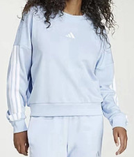 Adidas Women's Pullover Crew Neck Sweatshirt Size XL Glow Blue Long Sleeve 55
