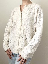 Vintage 1950s Pointelle Cardigan Sweater