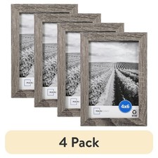 4x6 Picture Frame Set of 4 Rustic Gray Tabletop Gallery Linear Design Photo