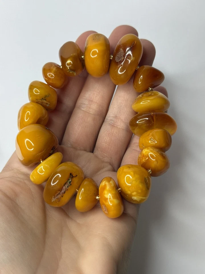 GENUINE Chip BALTIC AMBER Bracelet.EGG YOLK Amber Chip Bracelet.Amber Jewelry. - Image 2 of 4