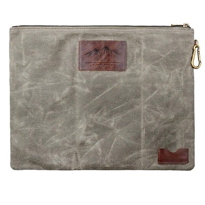 Water Resistant Zipper Document Holder, Fits Manila Folder, Rustic Large Waxed C