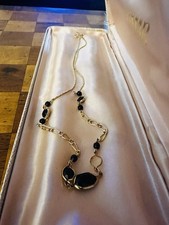 Gold Tone Black Stone Necklace ? Elegant Design ? One Stone Missing