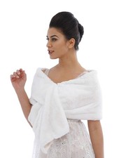 Long Faux Fur Shawl Wrap Bridal Winter Bolero Wedding 1920s Shrug Cape 1 PCS