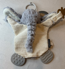 NWT Demdaco Elephant Baby Rattle Teether Crinkle Ears Stroller Toy Plush