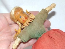 Adorable Vintage Hand Made Doll COZY. Bottle Cover, Wood Doll Head, Poland
