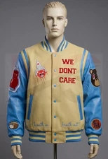 College Dropout We Don’t Care Varsity Wool Genuine Leather Men Letterman Jacket