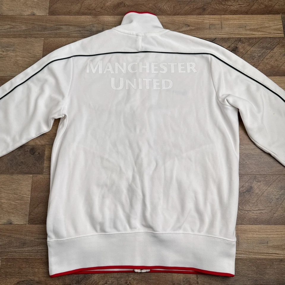 Manchester United Track Jacket White Red Soccer Zip Up Nike Mens Medium 2011 - Image 2 of 4