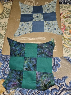 Lot Of 24 VTG Handsewn  9 Patch Quilt Blocks 13'' Vintage Fabric Patterns (B)