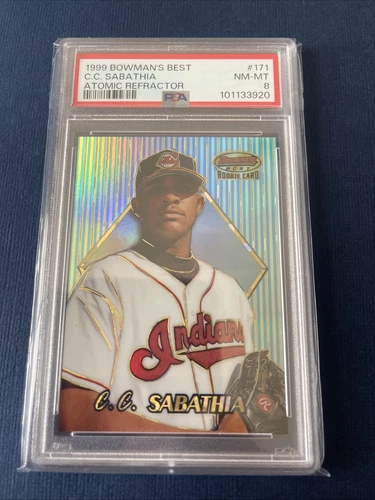 1999 CC C.C. Sabathia Bowman’s Best ATOMIC Refractor Rc #171 #/100 PSA 8 Rookie