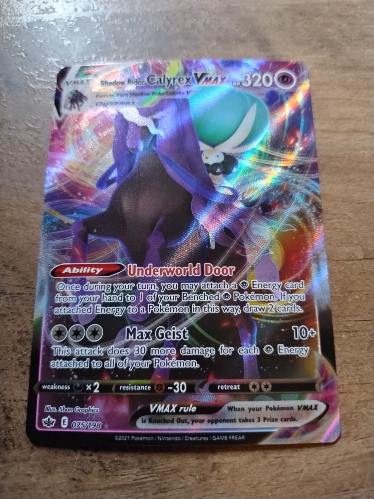 Shadow Rider Calyrex VMAX 075/198 Swsh06 Sword & Shield - Chilling Reign Holo-NM