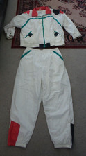 vintage 1980's tracksuit parachute material nylon white sz 16 BIB A1 condition