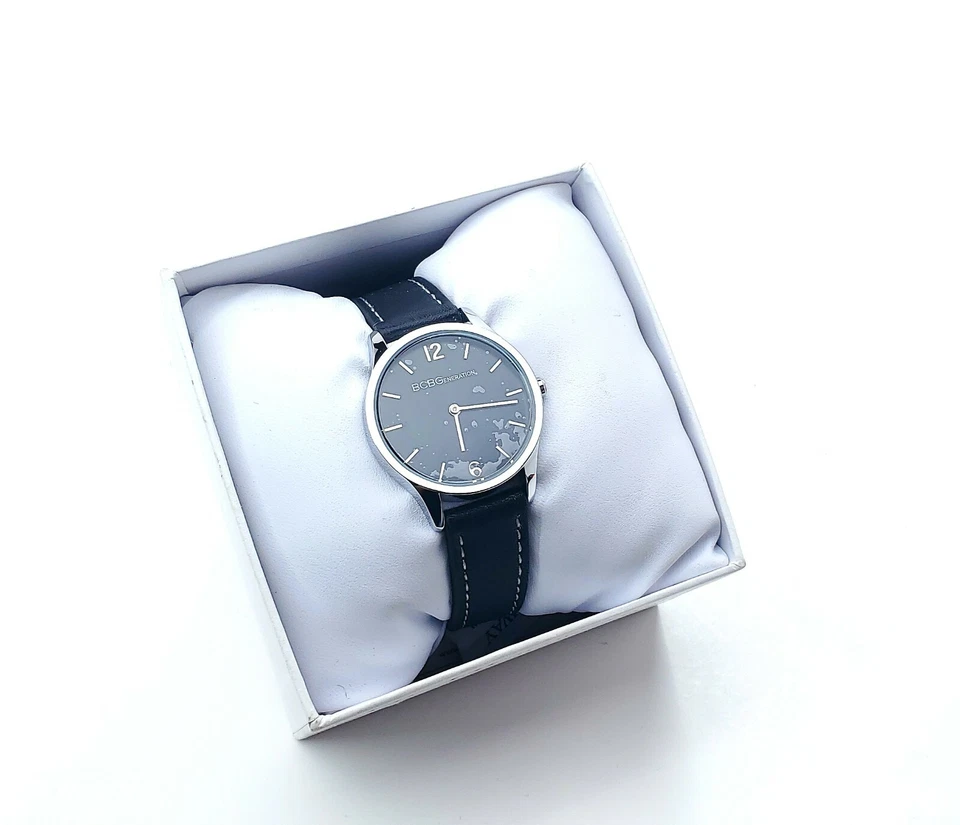 Women's BCBGeneration Silver Tone Black leather Band BCBG Watch 33mm GN50727003 - image 4 of 4