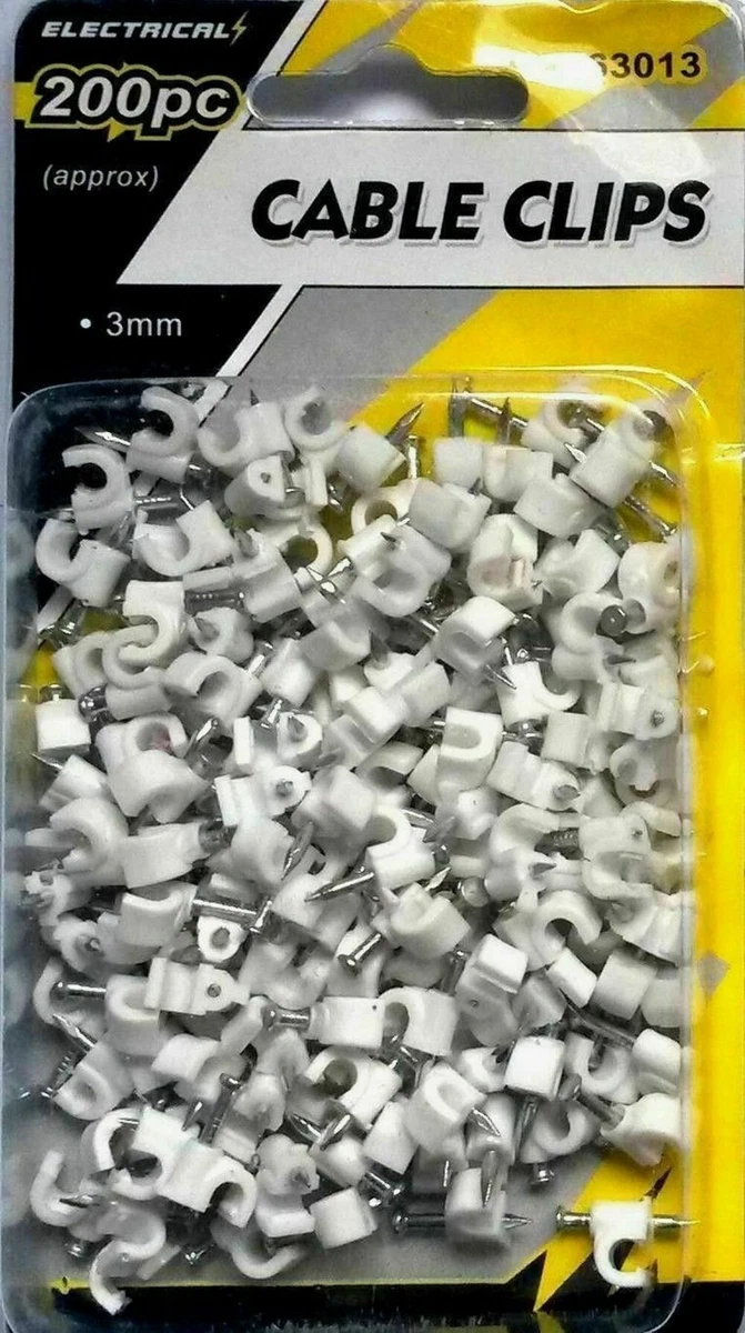 Cable Clips Wall Clips Wall Tacks White n SHAPE 3mm Small T31 200 PACK