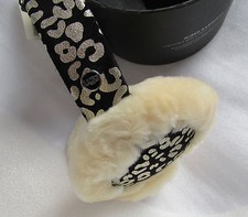 UGG Wired Earmuffs Tech Shearling Black Silver Leopard New