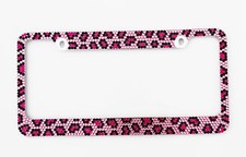 Bling Pink Leopard Diamond License Plate Frame Bling Pink Leopard Diamond License Plate Frame