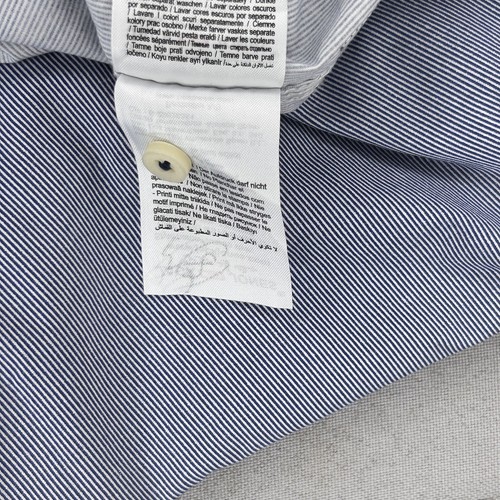 Jack & Jones Shirt XL Blue Striped Embroidered Short Sleeve Cotton Denim Cloth - Picture 11 of 11