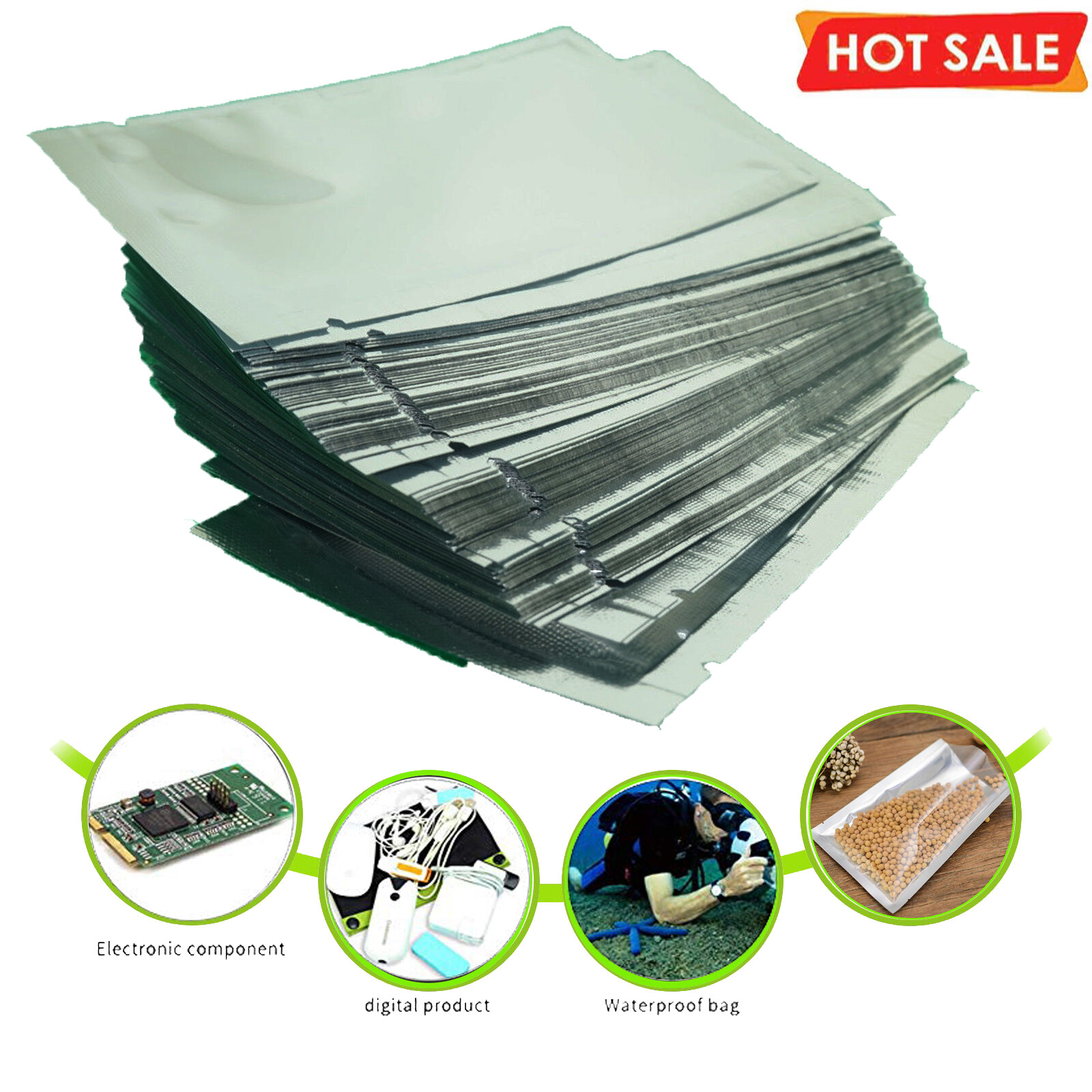 100X Food Grade Mylar Foil Bags,Pouch Heat Seal Vacuum sealing Oxygen Absorbers eBay