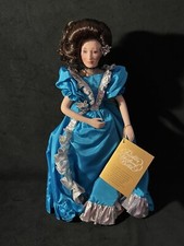 franklin heirloom porcelain doll Bluish/aqua Color Dress, With Tag And Box