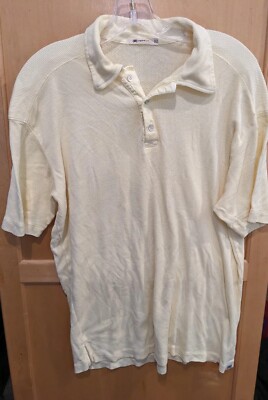 Agave Mens MediumPolo Shirt Short Sleeve  Cotton Light Yellow American USA