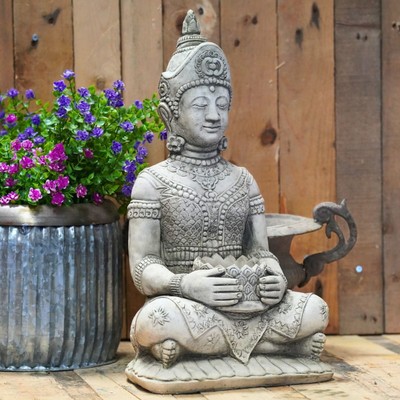 Großer thailändischer Buddha | Stein Garten Statue orientalischer Mönch Skulptur Dekor Ornament