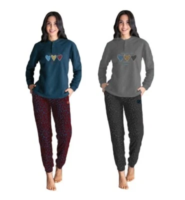 GIVOVA PIGIAMA DONNA IN PILE MANICHE LUNGO INVERNALE FEMMINILE VARI COLORI