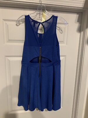 Material Girl Womens Electric Blue Casual Dress Mesh Cut-Outs Adult Size XL