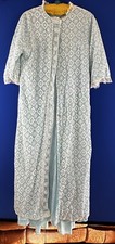 Vintage Neiman Marcus Blue Nylon White Lace NightGown 3 Piece Set