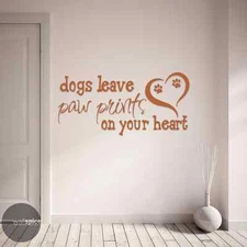 Dogs Leave Paw Prints On Your Heart Vinyl Wall Decal Sticker