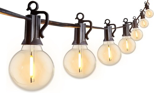 Outdoor String Lights 25 Feet G40 Globe LED Patio Lights with 13 Plastic Bulbs