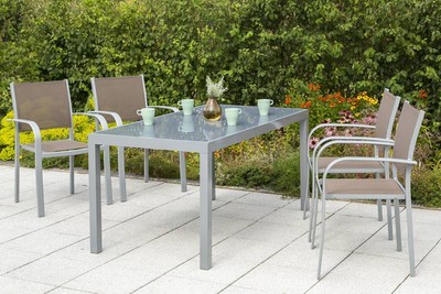 Merxx Gartenmobel Set 1 Ostia 5 Teilig 150 X 90 X 71 Cm Aluminium Textil Taupe Ebay