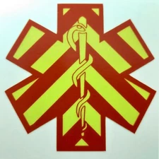 Fluorescent Reflective Chevron Star Of Life Car Fire Decal EMT multiple size