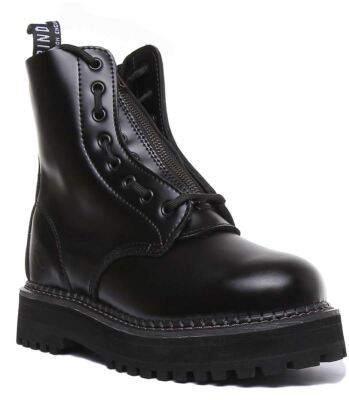Grinders Zip & Lace 8 Eye Lace Women Sneaker In Black Size US 5 - 11